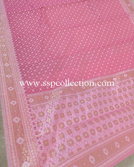 Pink Premium Cotton Alfi Saree