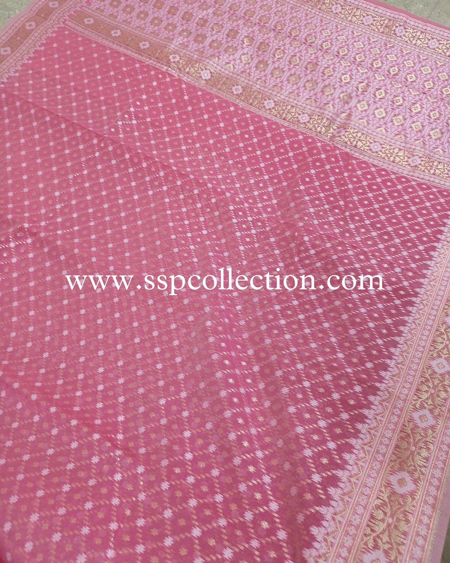 Pink Premium Cotton Alfi Saree