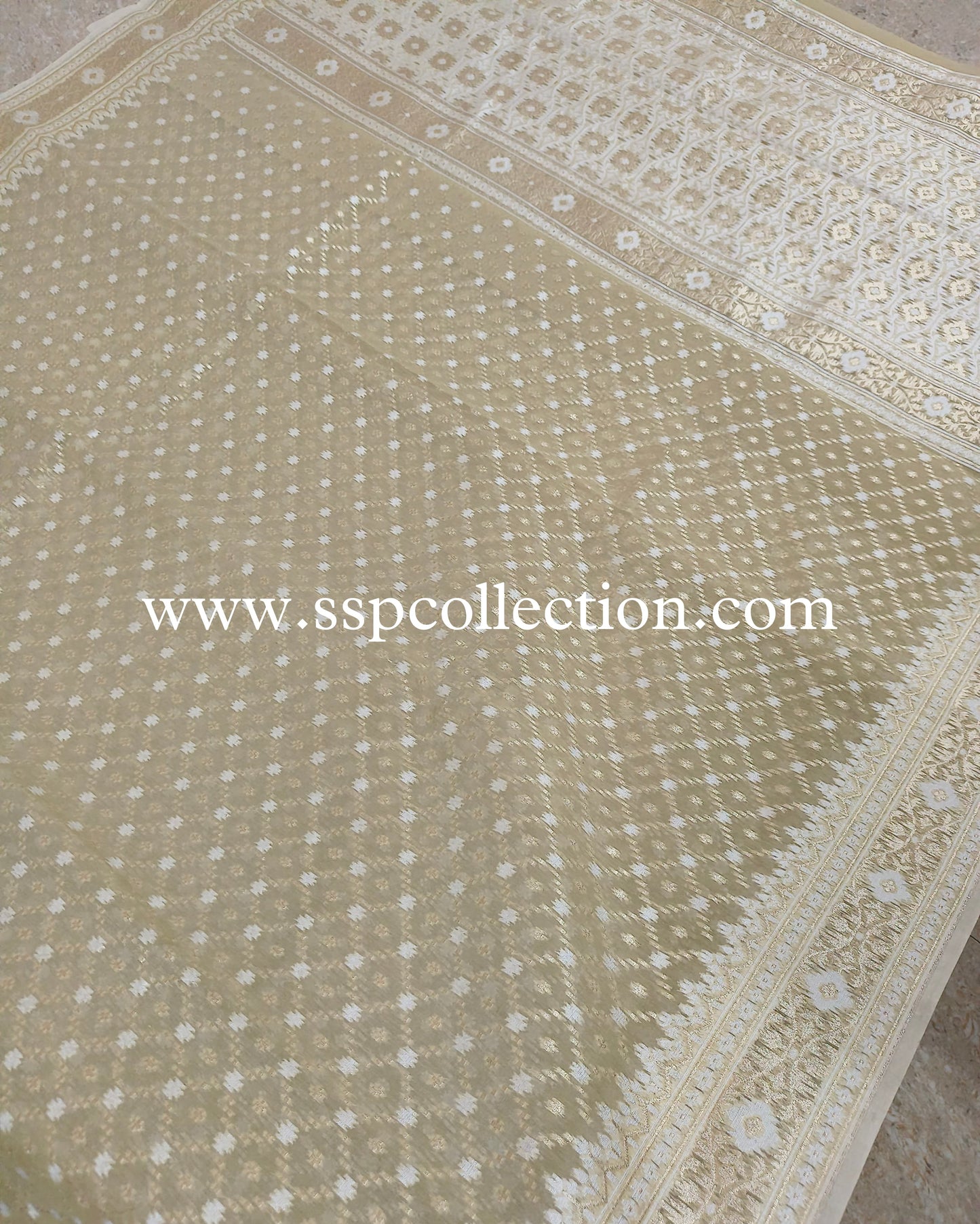 Beige Premium Cotton Alfi Saree