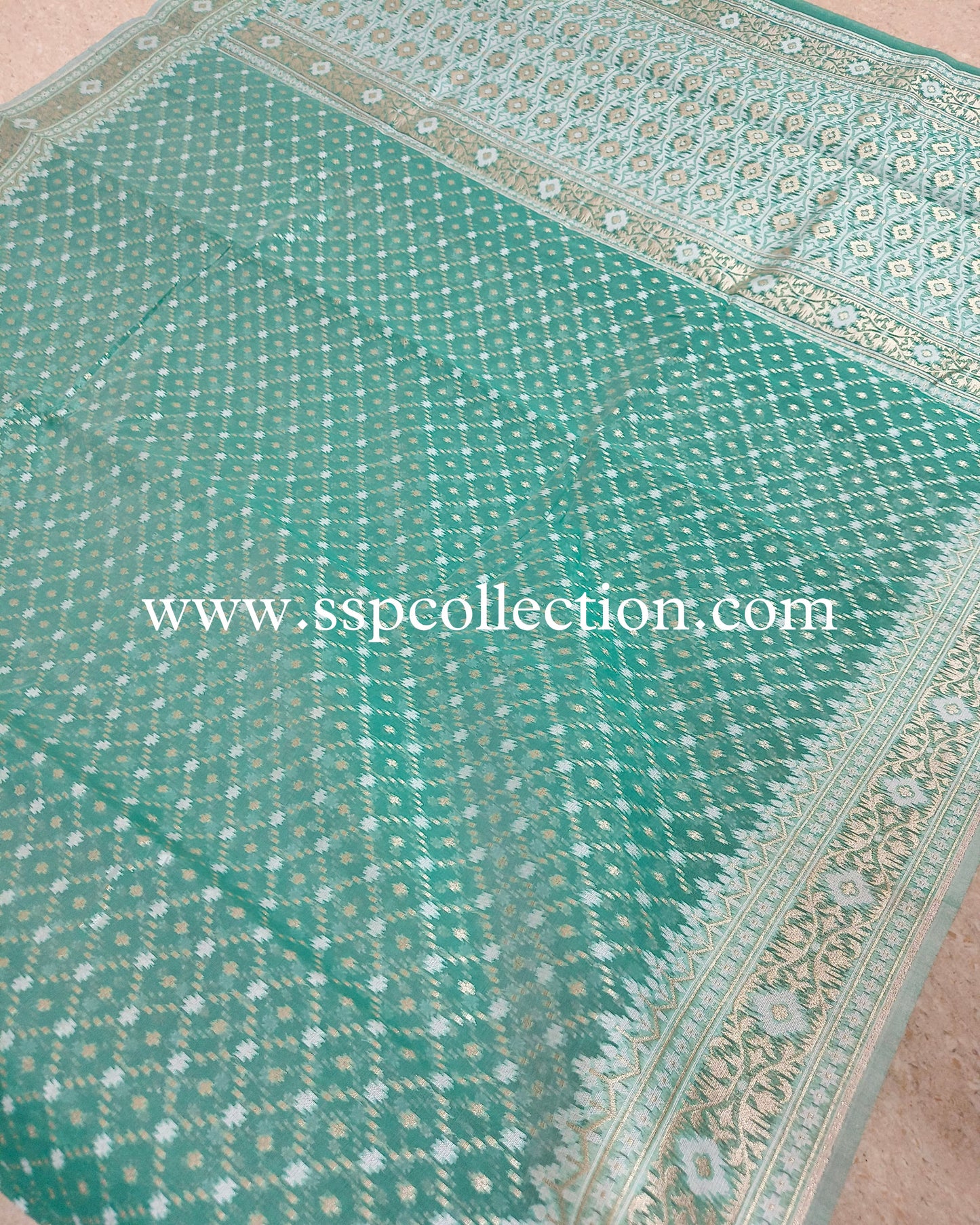 Sea-Green Premium Cotton Alfi Saree