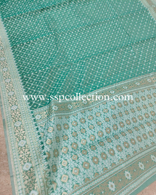 Sea-Green Premium Cotton Alfi Saree