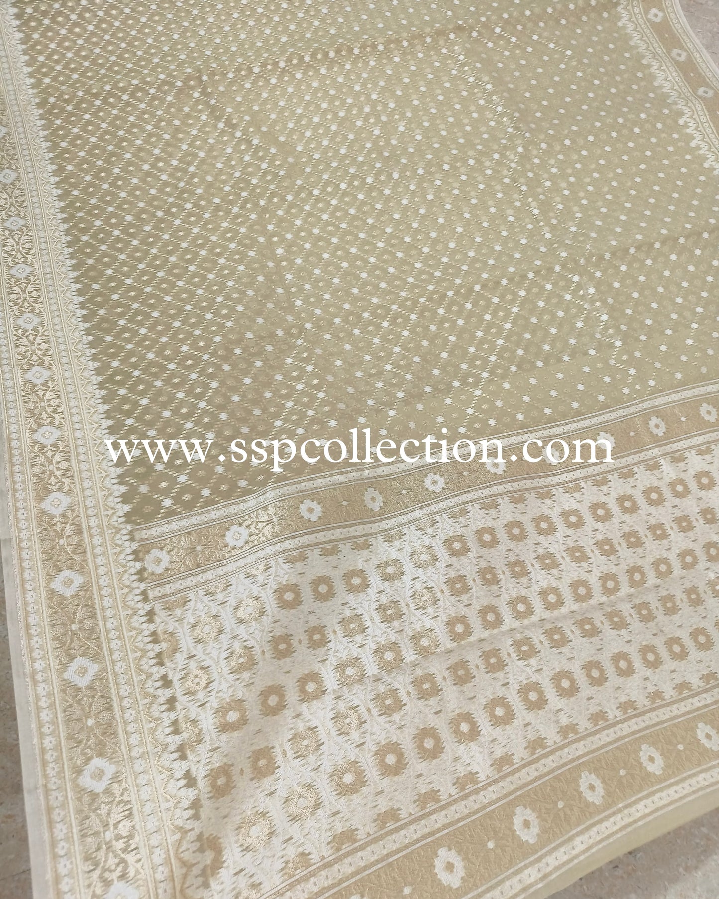 Beige Premium Cotton Alfi Saree