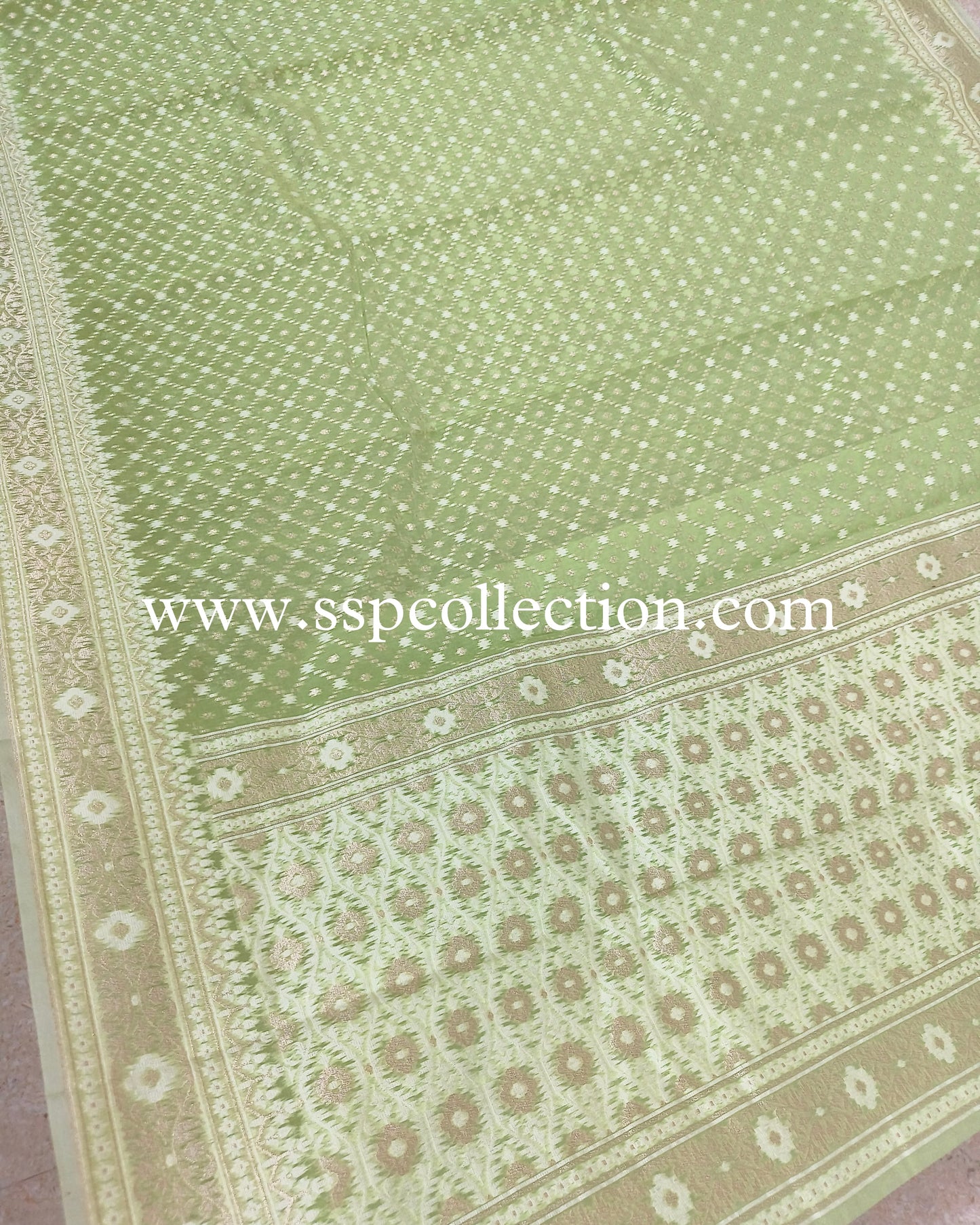 Light-Green Premium Cotton Alfi Saree